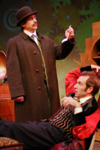 David as Sherlock and Matt Carlton as Holmes; photo by Dan Brewer