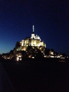 The Abbey of Mont St. Michele at night