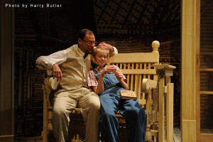 Margaux Granath as Scout and Chip Arnold as Atticus